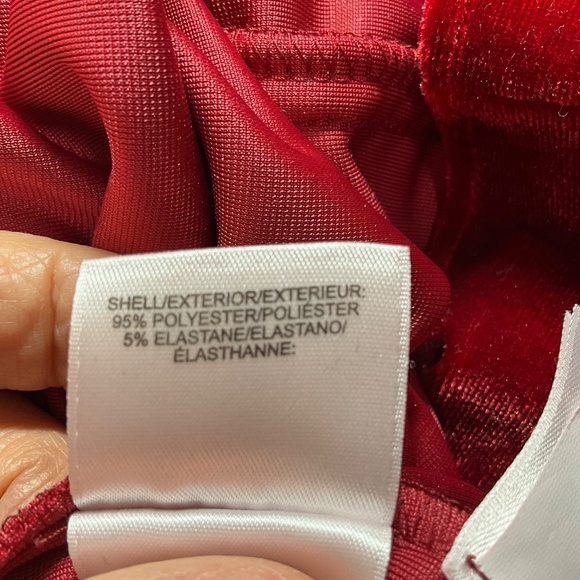 NINE WEST Red Velvet Long Sleeve Midi Dress Sz XL - Picture 8 of 9